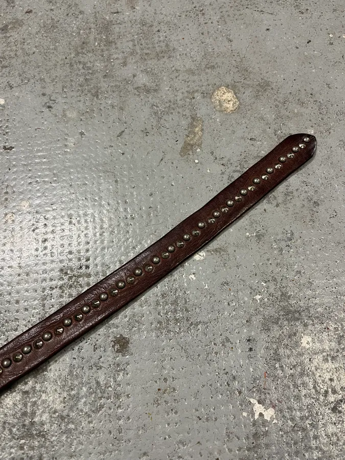 2000s Nanni Studded Brown Leather Belt - Image 8