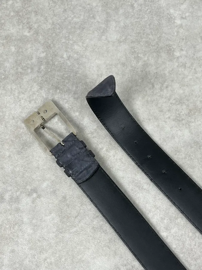 2000s Paciotti Crocodile Effect Navy Dagger Belt - Image 4