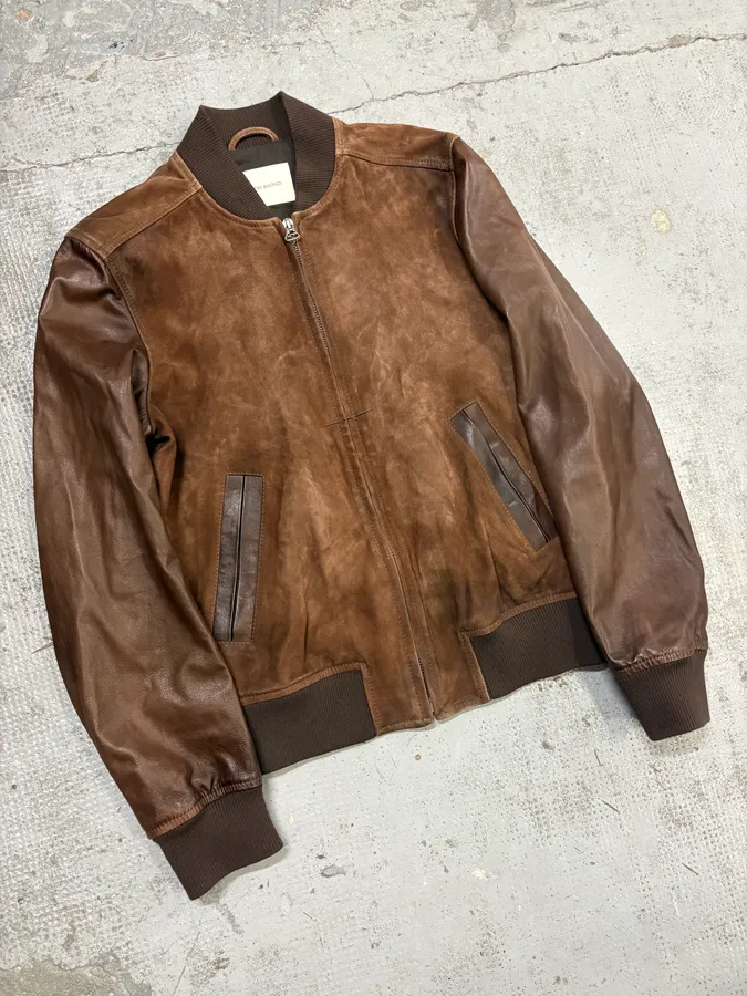2000s Pierre Balmain Brown Suede Bomber Jacket - Image 3