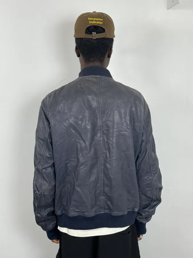 2000s Pierre Balmain Navy Arm Zips Leather Biker Jacket - Image 3