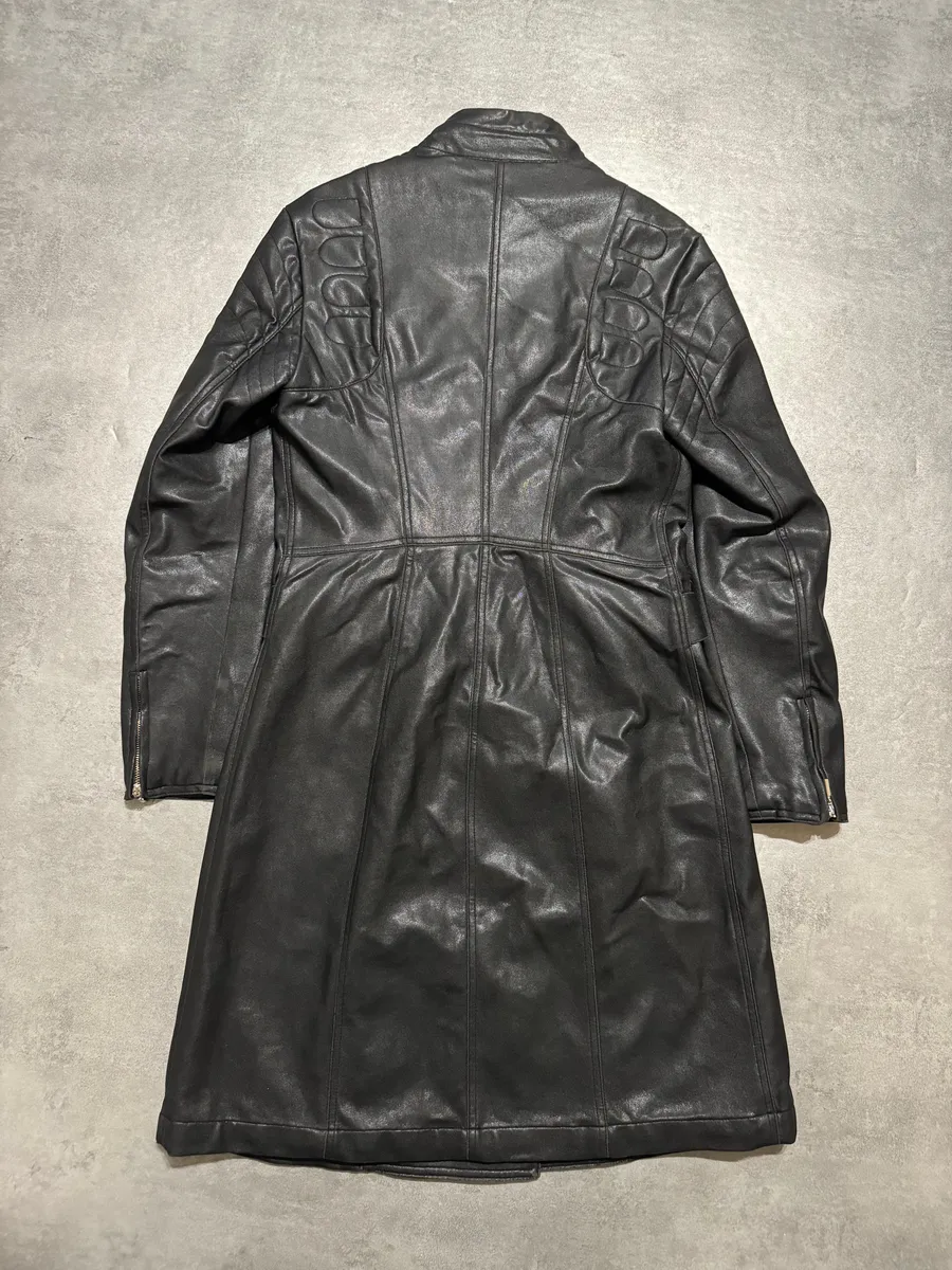 2000s Plein Sud Asymmetrical Black Padded Leather Trench Jacket - Image 5