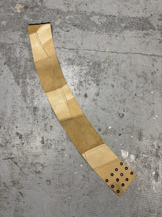 2000s Plein Sud Beig Leather Patchwork Belt - Image 2