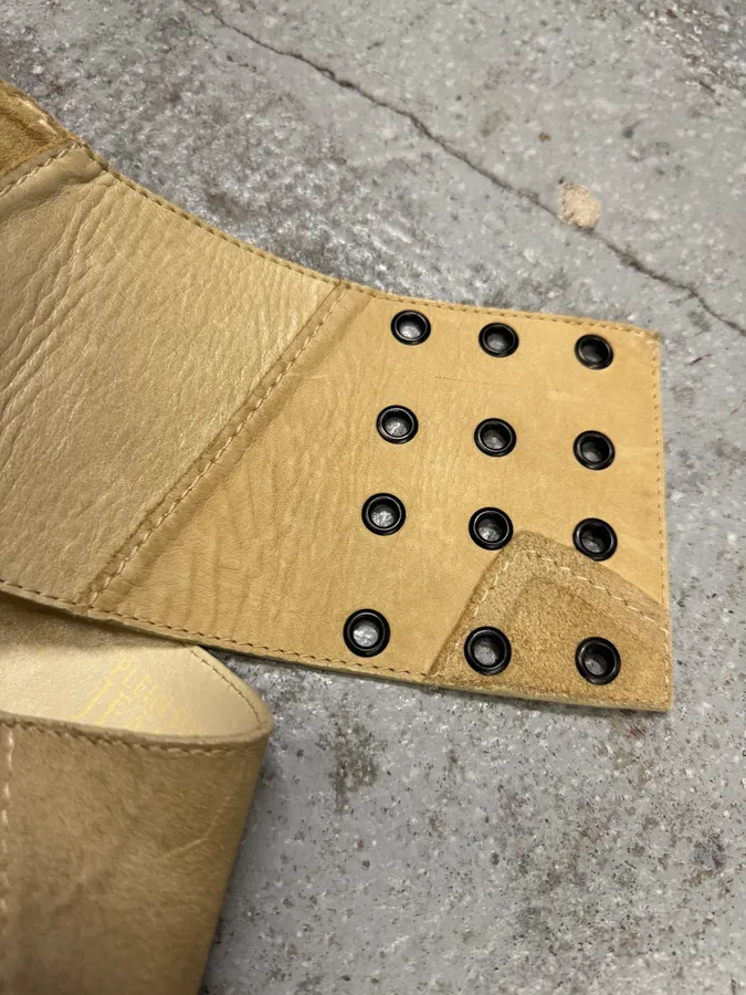 2000s Plein Sud Beig Leather Patchwork Belt - Image 5