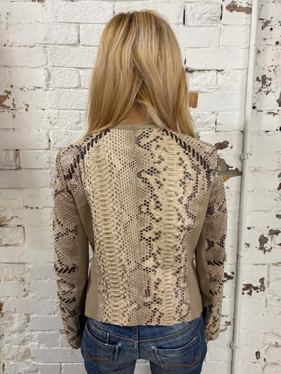 2000s Plein Sud Beige Python Leather Jacket - Image 3