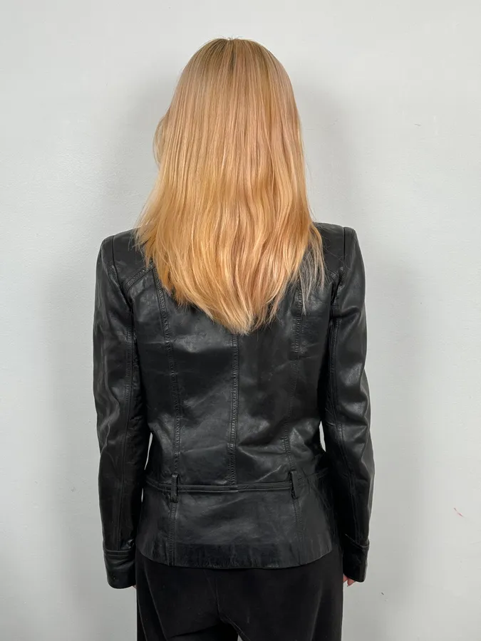 2000s Plein Sud Black Asymmetrical Biker Leather Jacket - Image 2