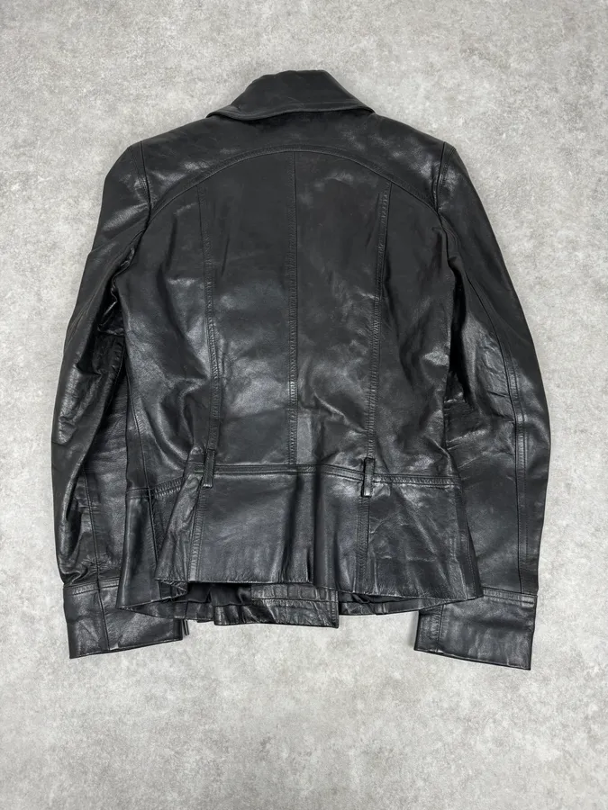 2000s Plein Sud Black Asymmetrical Biker Leather Jacket - Image 4