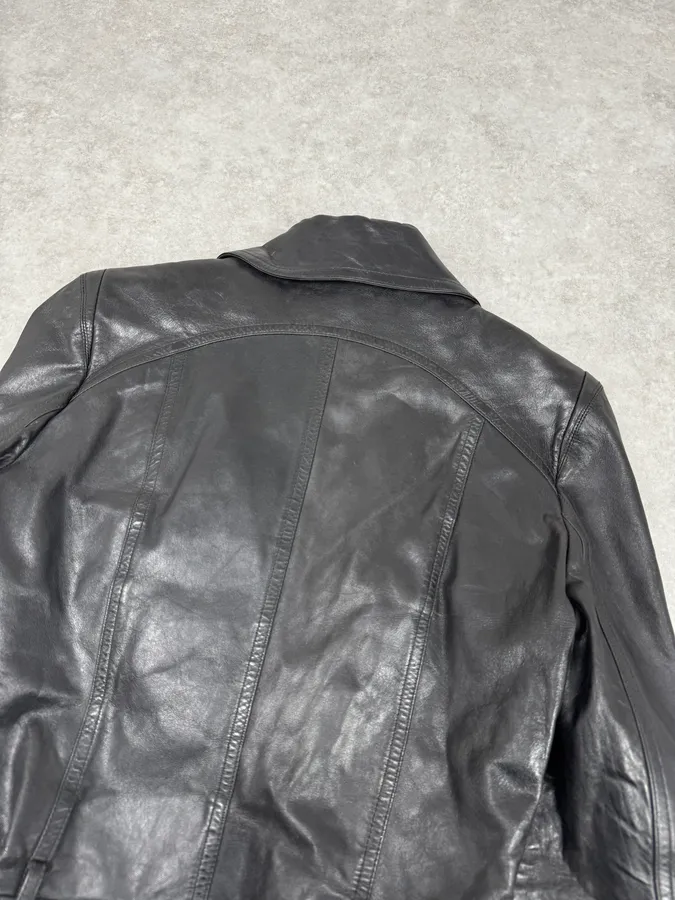 2000s Plein Sud Black Asymmetrical Biker Leather Jacket - Image 7
