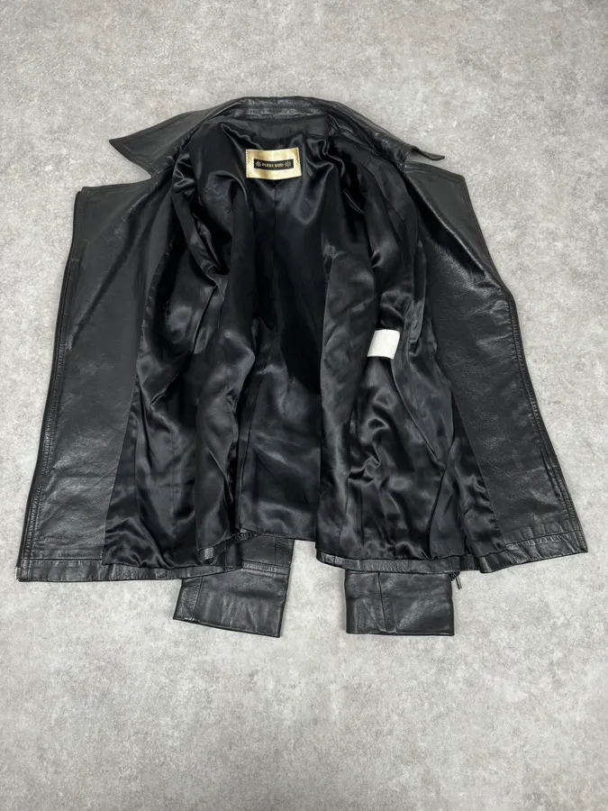 2000s Plein Sud Black Asymmetrical Biker Leather Jacket - Image 8