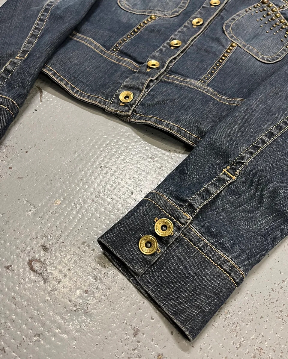 2000s Plein Sud Blue Denim Studded Denim Jacket - Image 6