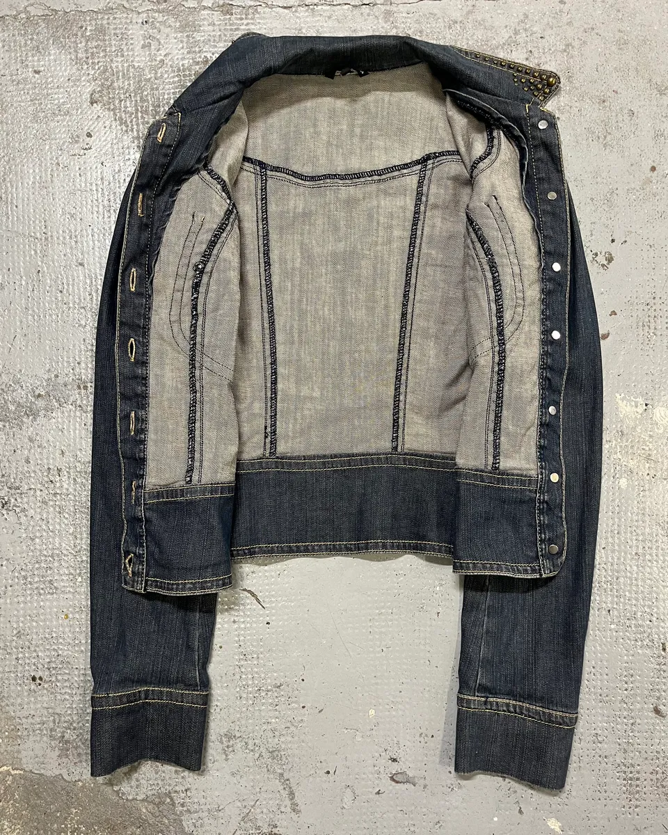 2000s Plein Sud Blue Denim Studded Denim Jacket - Image 9