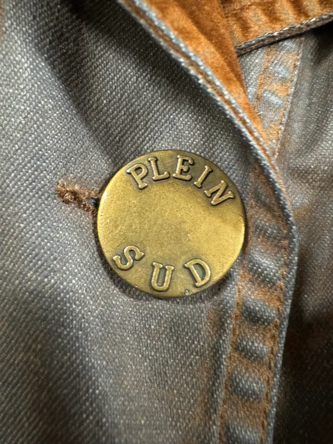 2000s Plein Sud Brown Eroded Waxed Effect Trench Jacket - Image 8
