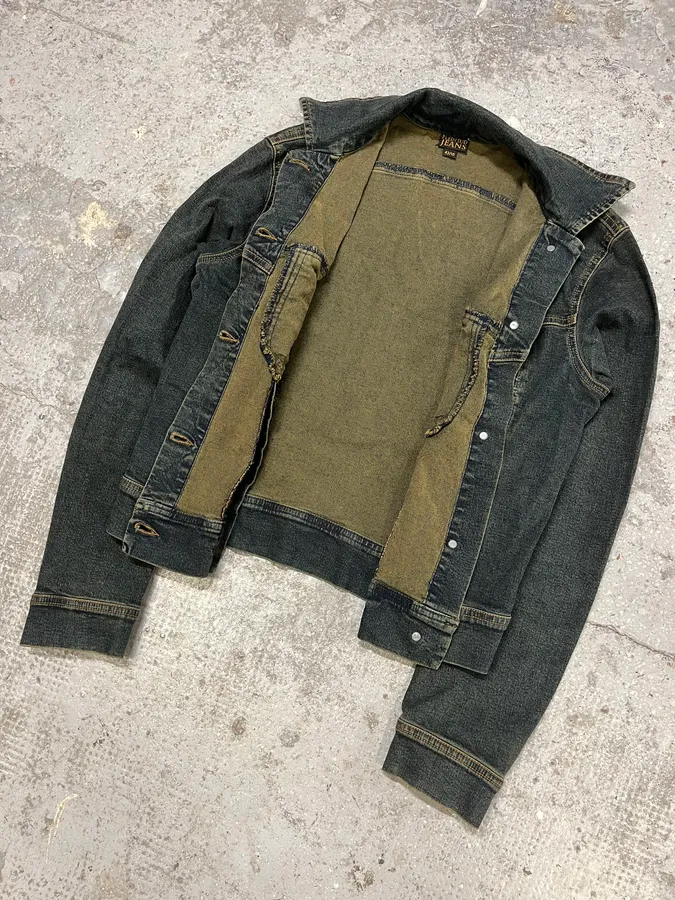 2000s Plein Sud Laced Raw Denim Jacket - Image 3