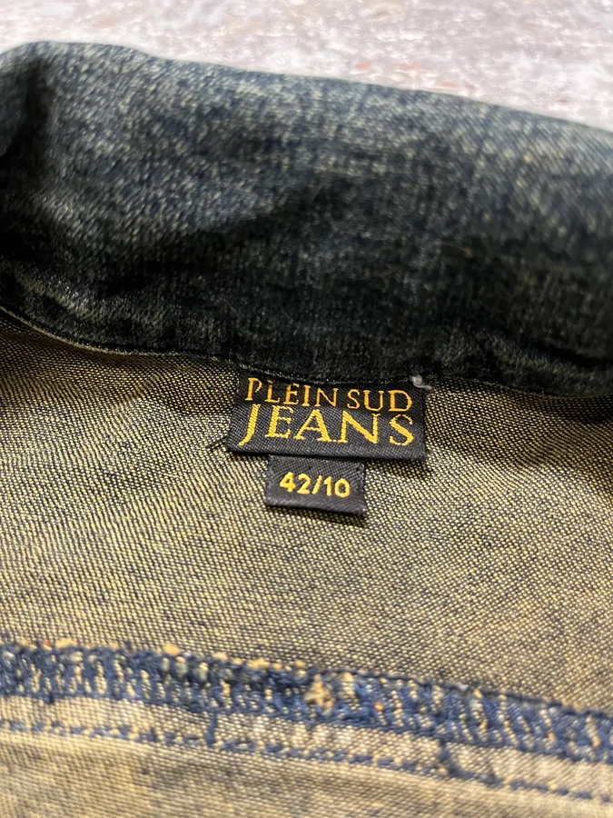 2000s Plein Sud Laced Raw Denim Jacket - Image 8