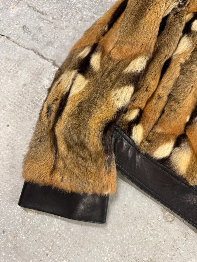 2000s Plein Sud Natural Fur Black Leather Jacket - Image 6
