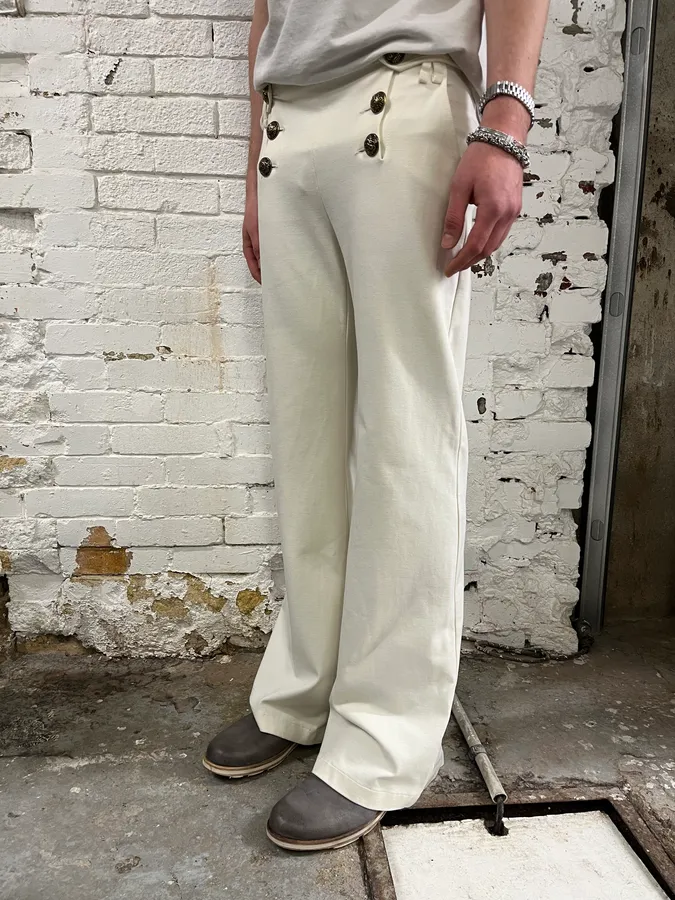 2000s Plein Sud Officer Cream Milano Double-Breasted Pants - Image 3