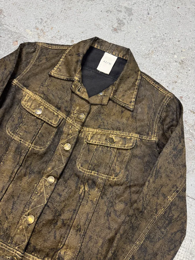 2000s Plein Sud Olive Painted Effect Eroded Jacket - Image 4