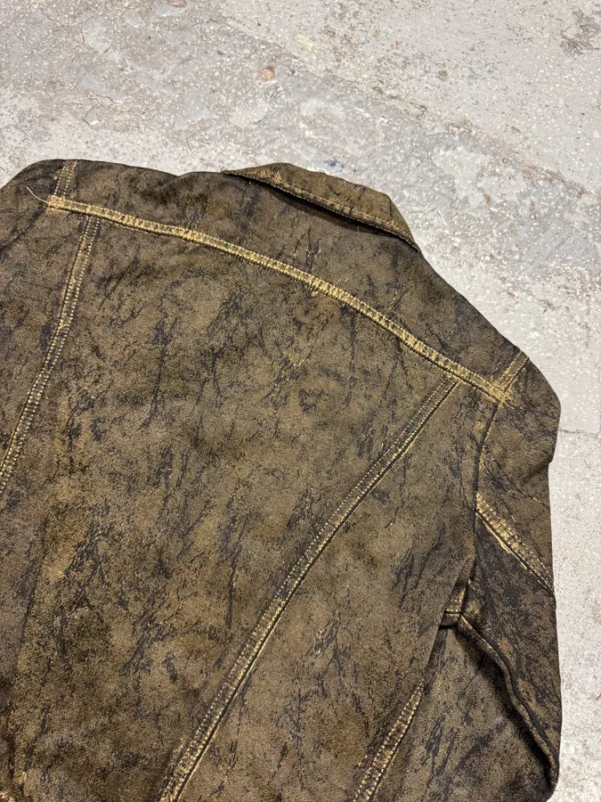 2000s Plein Sud Olive Painted Effect Eroded Jacket - Image 8