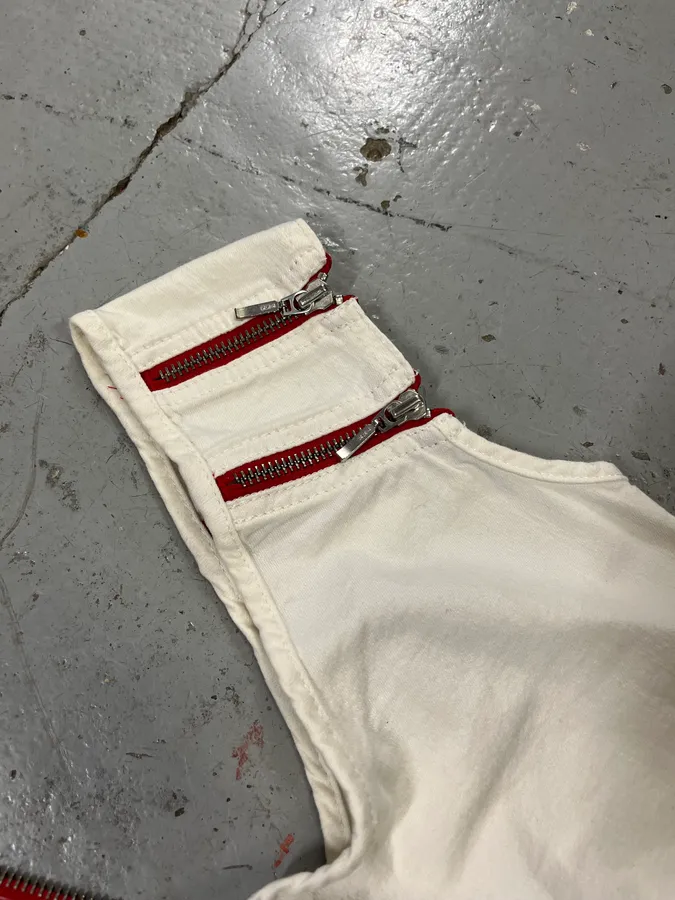 2000s Plein Sud Red Zip White Dress - Image 6