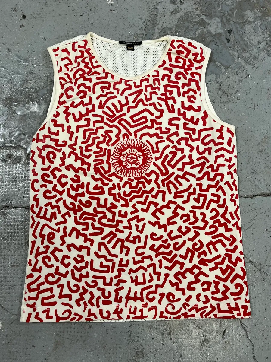 2000s Plein Sud White & Red Contemporary Tank Top