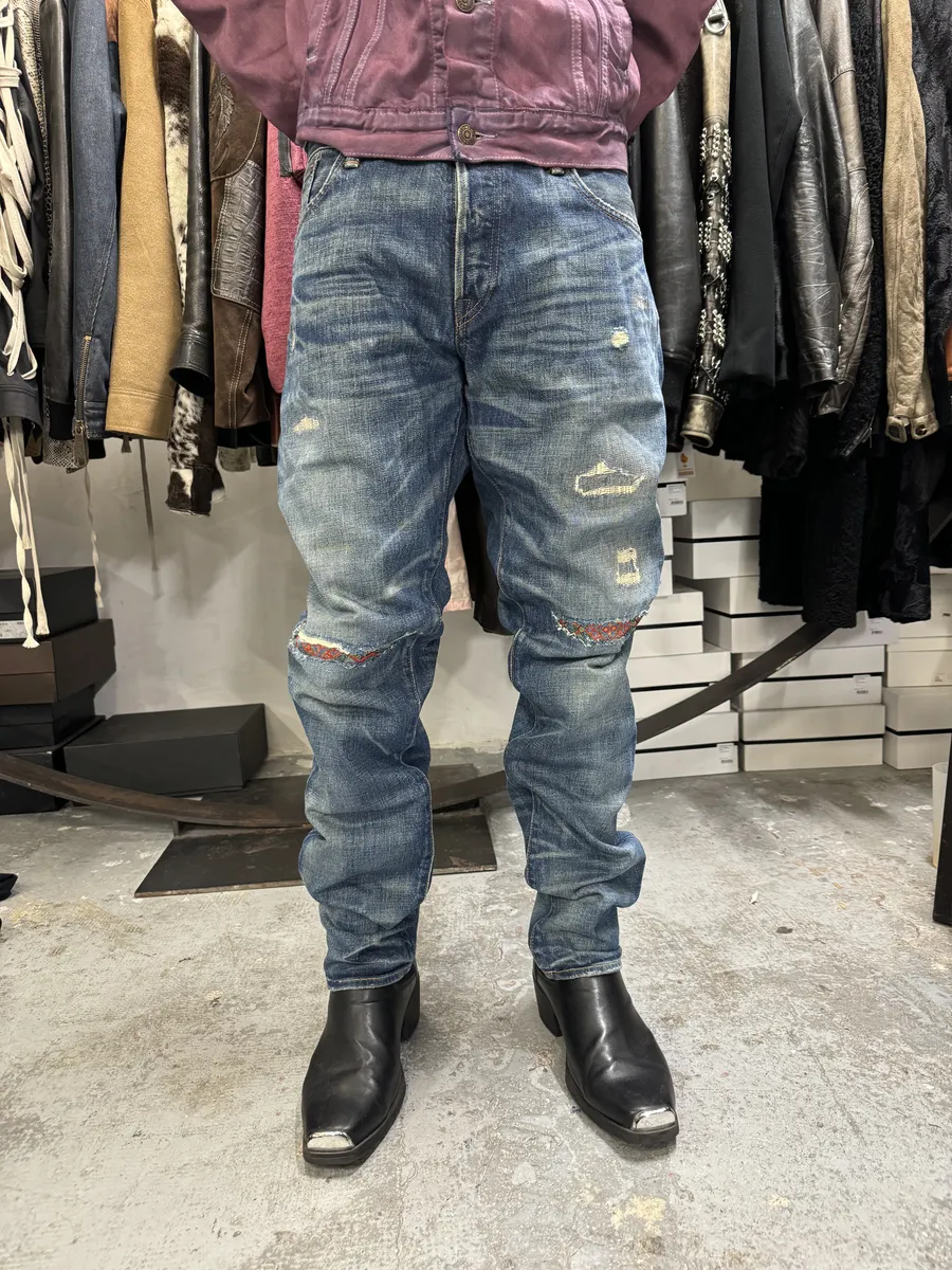 2000s Polo Ralph Lauren Blue Distressed Denim Jeans - Image 2