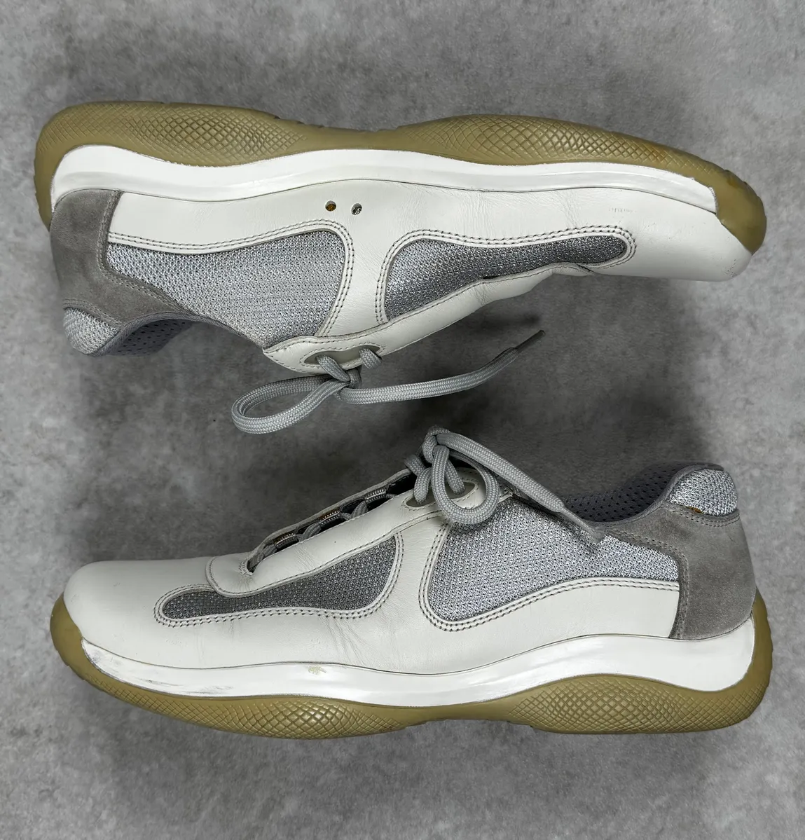 2000s Prada America’s Cup White Leather Sneakers - Image 3