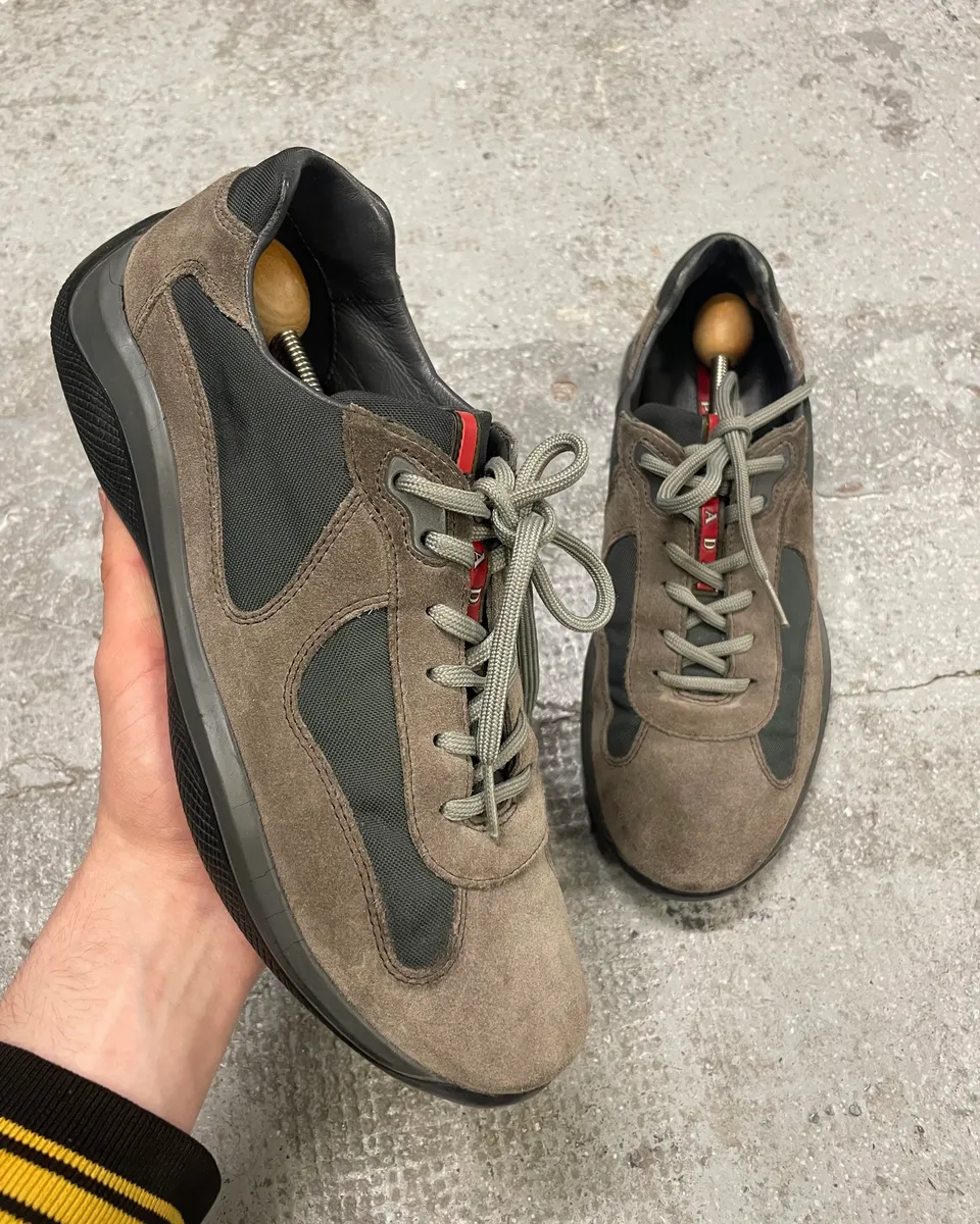 2000s Prada America’s Cup Olive Green Low Shoes