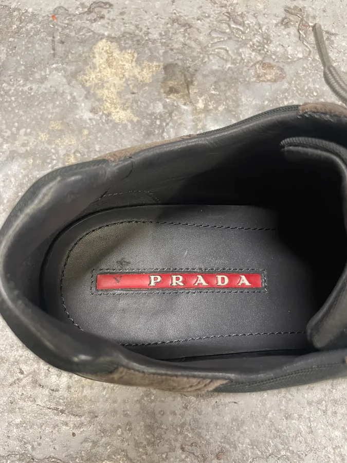 2000s Prada America’s Cup Olive Green Low Shoes - Image 10