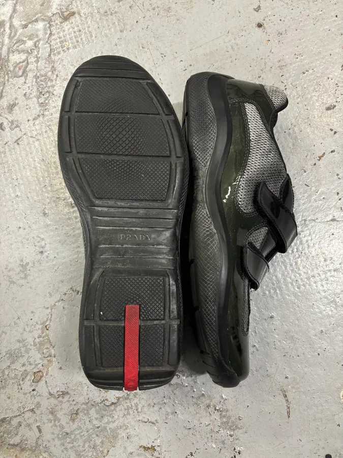 2000s Prada Americas Cup Satin Green Sneakers - Image 9