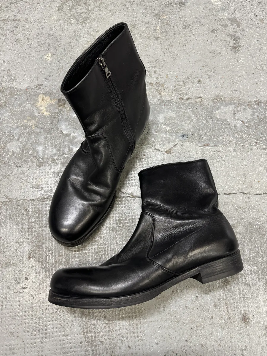 2000s Prada Ankle Black Minimalist Leather Boots - Image 10