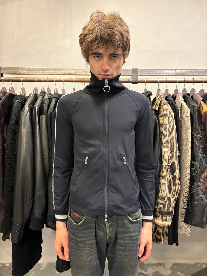 2000s Prada Armband Navy Windbreaker Zip-up - Image 2