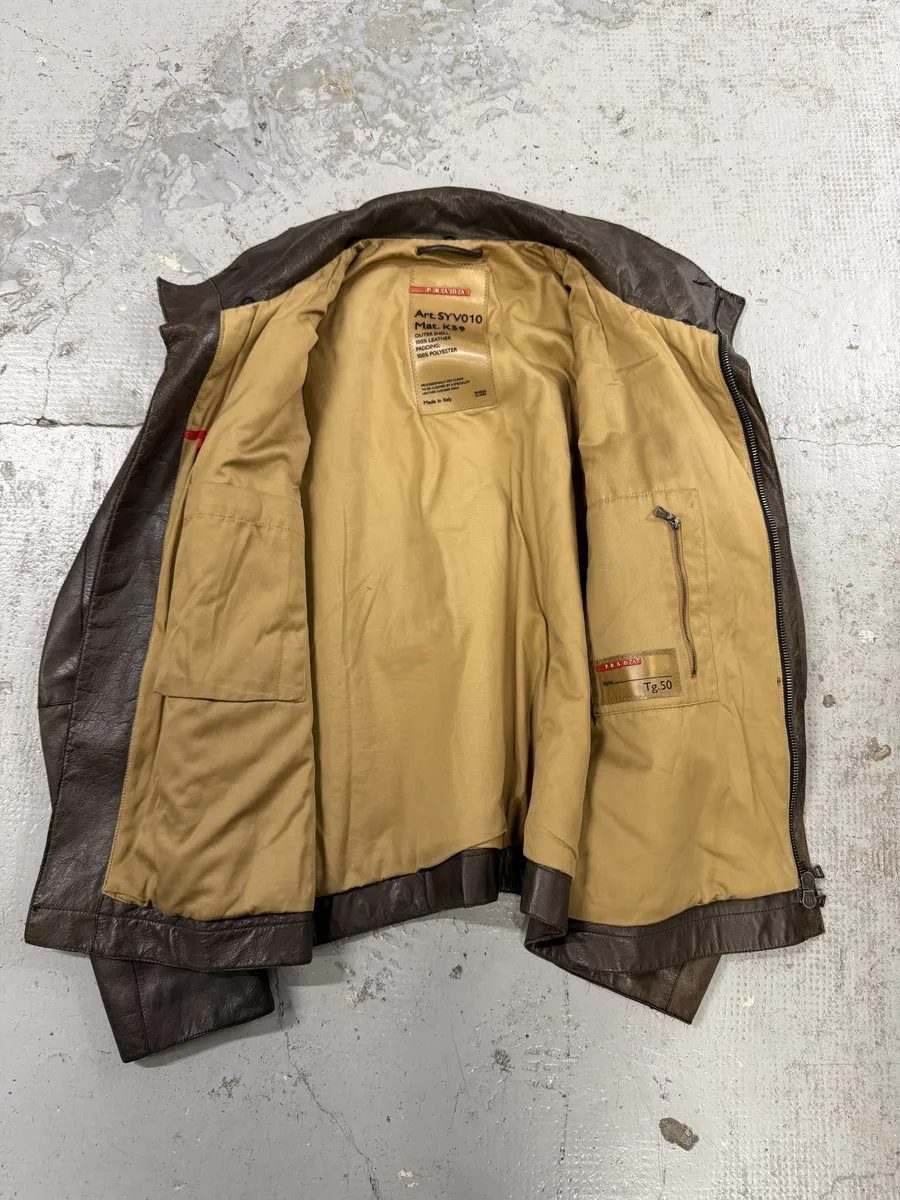 2000s Prada Asymmetrical Brown Premium Leather Jacket - Image 12