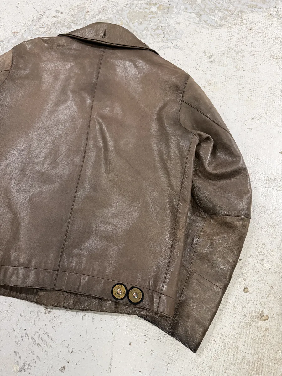 2000s Prada Asymmetrical Brown Premium Leather Jacket - Image 6