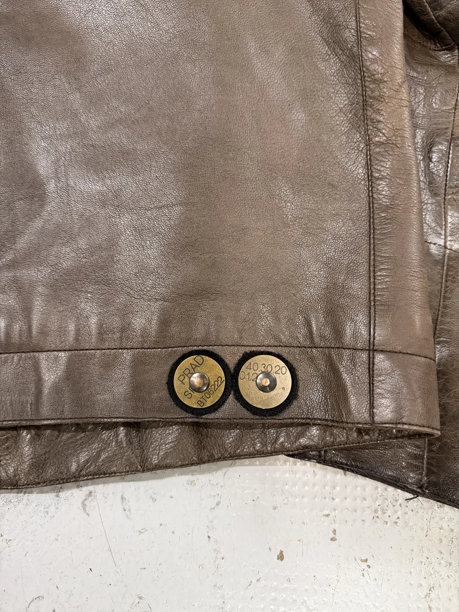2000s Prada Asymmetrical Brown Premium Leather Jacket - Image 9