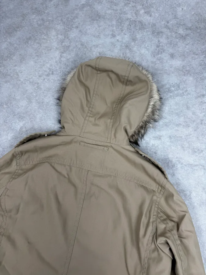2000s Prada Beige Camel Fur Hood Jacket - Image 6