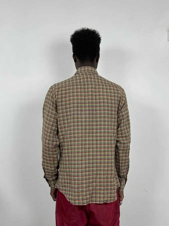 2000s Prada Beige Checkered Classy Shirt - Image 3