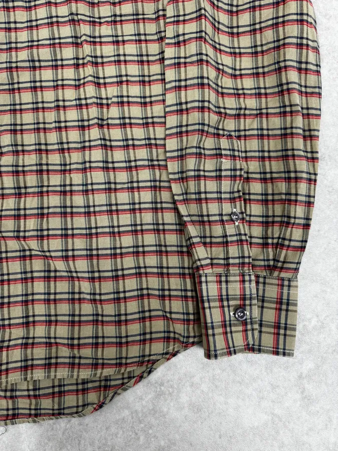 2000s Prada Beige Checkered Classy Shirt - Image 7
