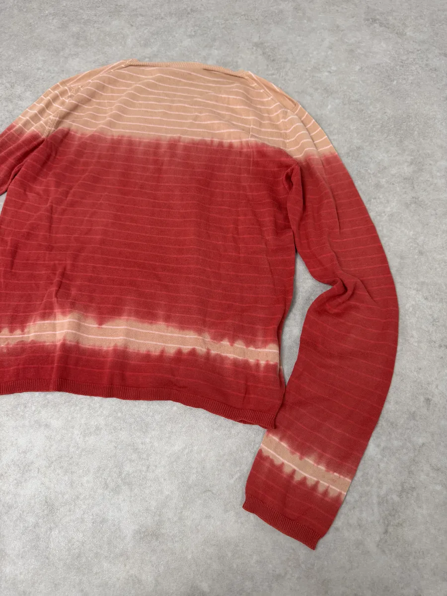 2000s Prada Beige & Red Gradient Striped Sweater - Image 4