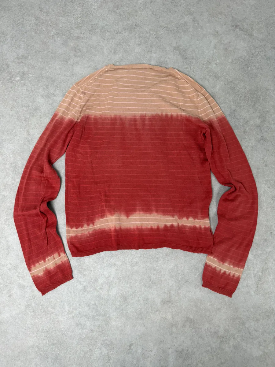 2000s Prada Beige & Red Gradient Striped Sweater - Image 7
