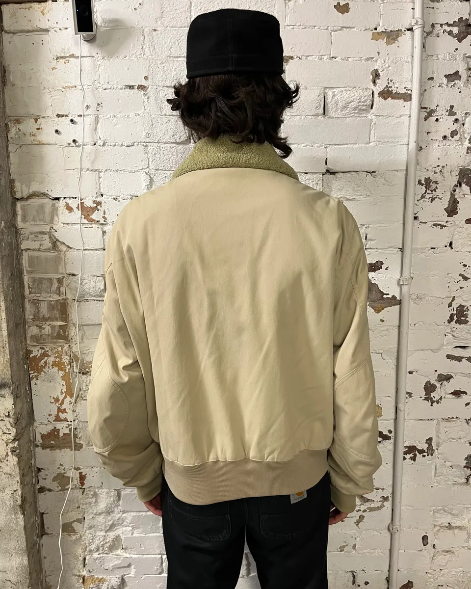 2000s Prada Beige Sherpa Collar Aviator Jacket - Image 5