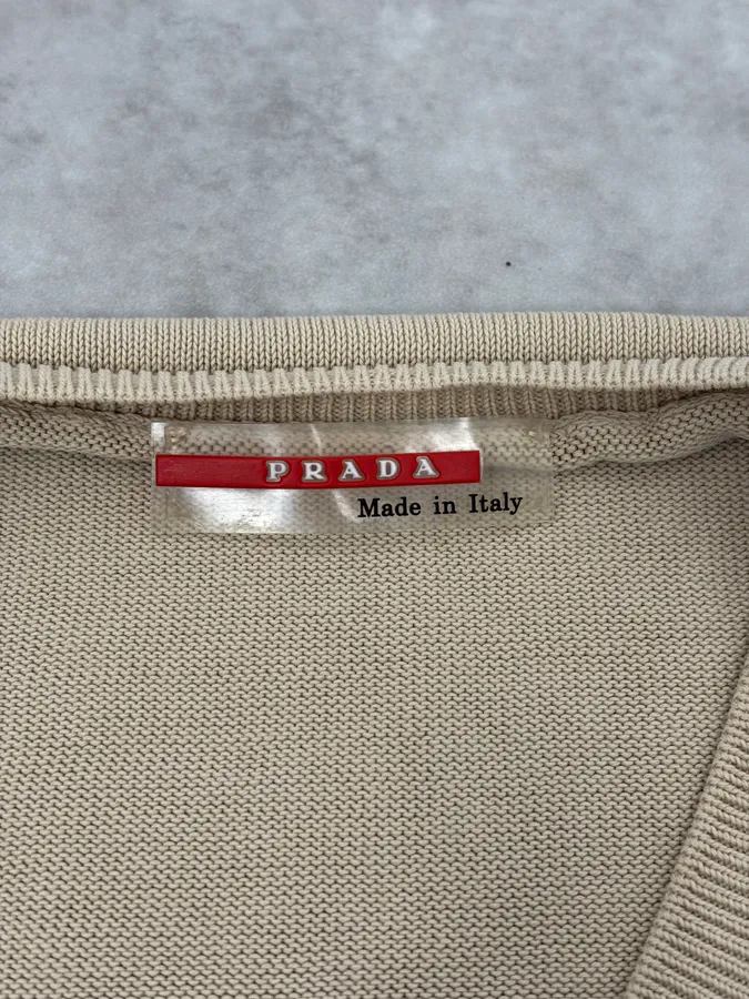 2000s Prada Beige V-Neck Sweater - Image 7