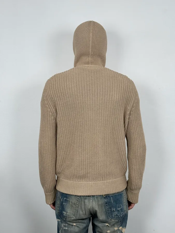 2000s Prada Beige Wool Minimalist Zip-up Hoodie - Image 3