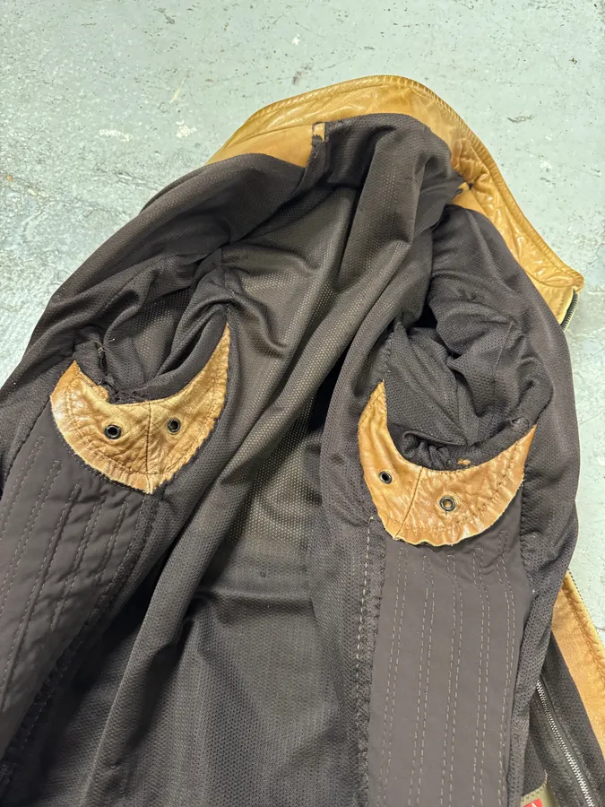 2000s Prada Biker Aged Brown Leather Jacket - Image 14