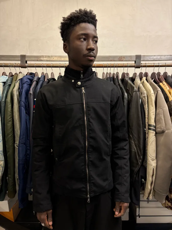 2000s Prada Biker Black Nylon Jacket - Image 2