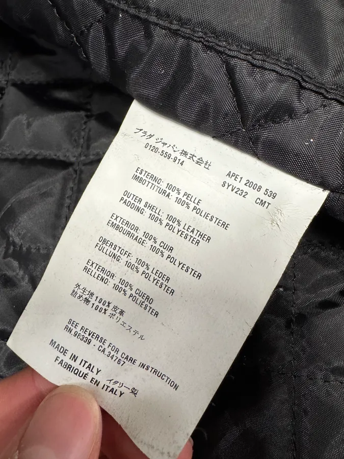2000s Prada Biker Navy Leather Jacket - Image 15