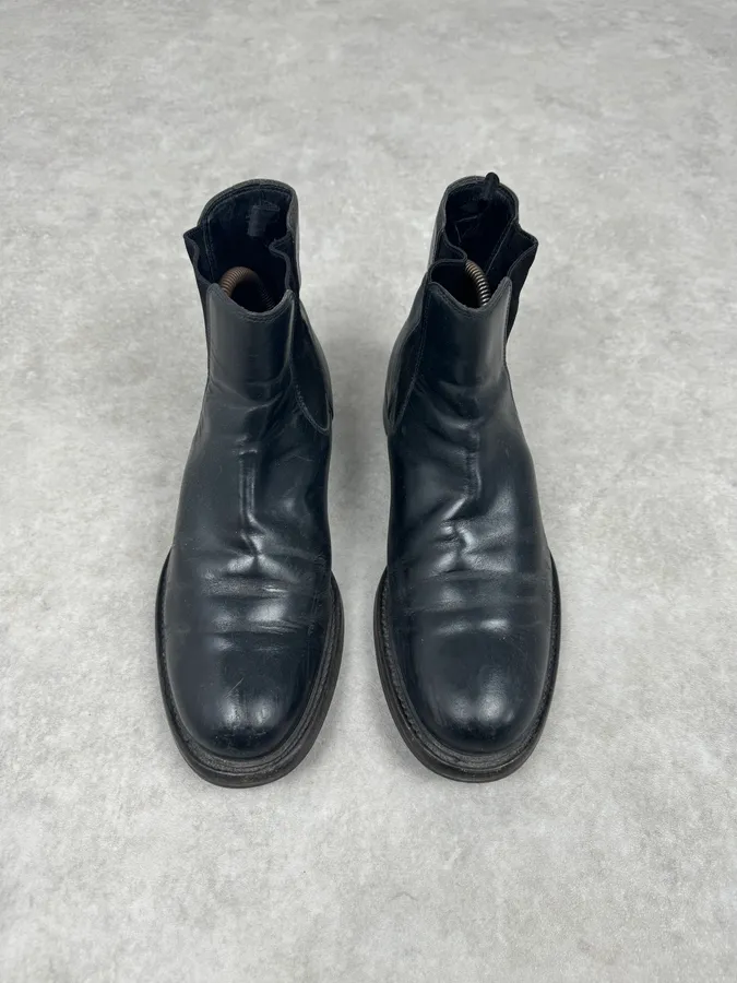 2000s Prada Black Biker Leather Minimalist Boots - Image 2