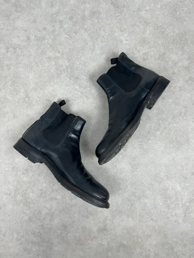 2000s Prada Black Biker Leather Minimalist Boots - Image 3