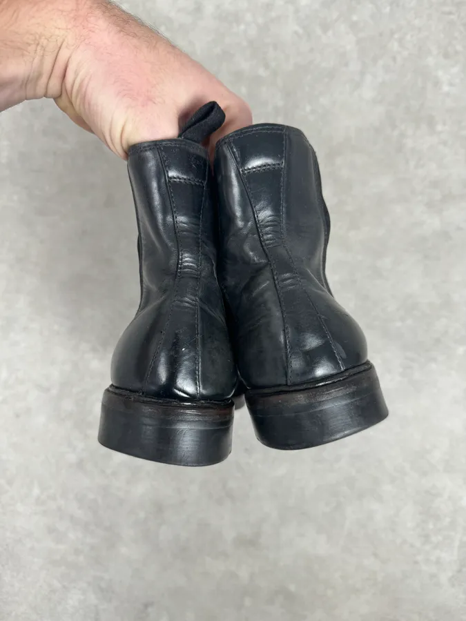 2000s Prada Black Biker Leather Minimalist Boots - Image 6