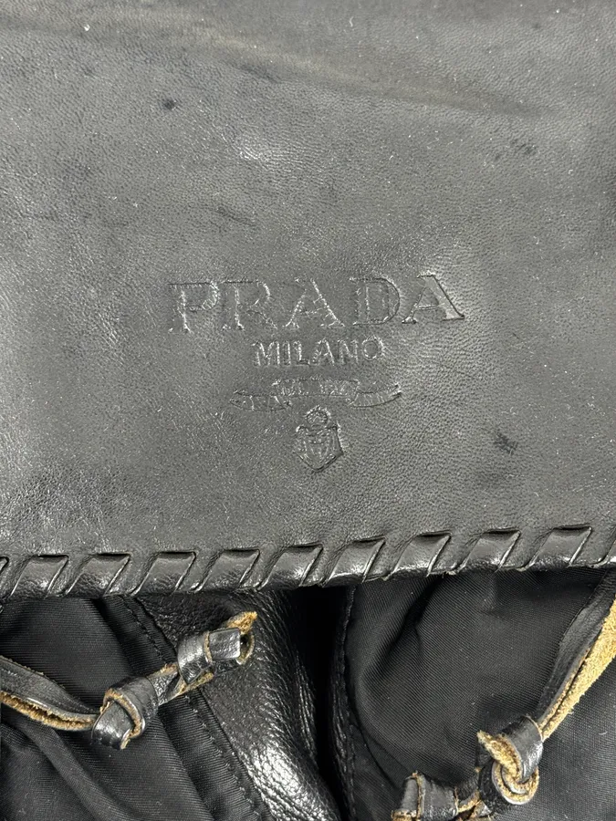 2000s Prada Black Buckles Nylon & Leather Messenger Bag - Image 10