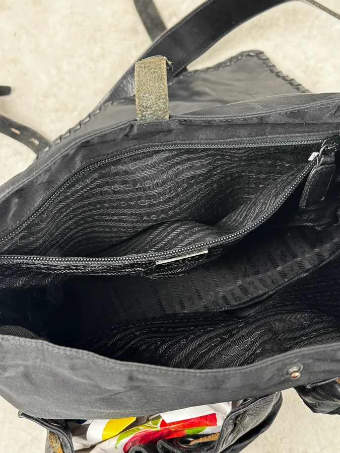2000s Prada Black Buckles Nylon & Leather Messenger Bag - Image 14