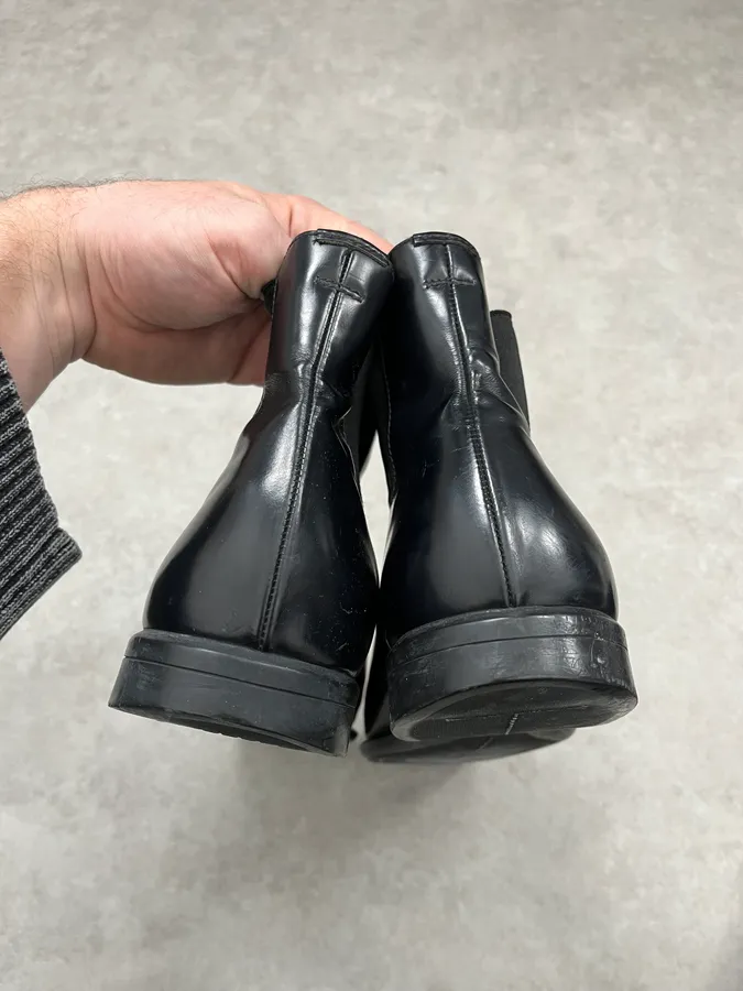 2000s Prada Black Classy Leather Boots - Image 6